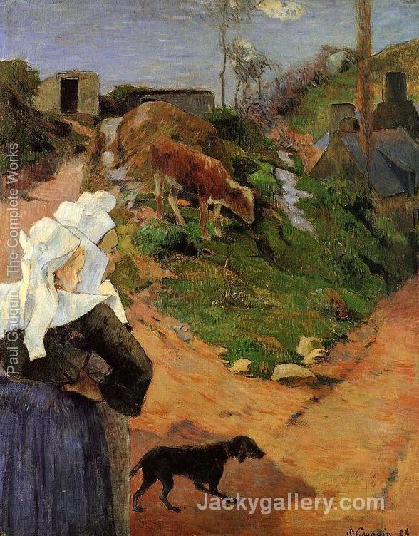 Breton Women At The Turn by Paul Gauguin paintings reproduction